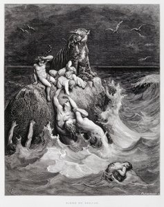 Den store syndflod, illustration fra Dore-bibelen af Gustave Dore