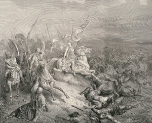 Den hellige bibel. 1866. Makkabæernes engel. Gravering af Gustave Dore