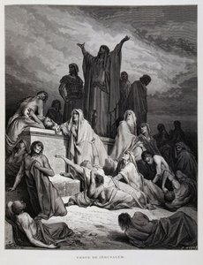Pesten slår ned i Jerusalem, illustration fra Dore-bibelen af Gustave Dore