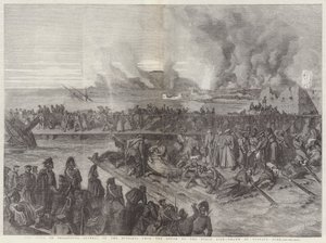 Belejringen af Sebastopol, russernes tilbagetog fra syd til nordside af Gustave Dore