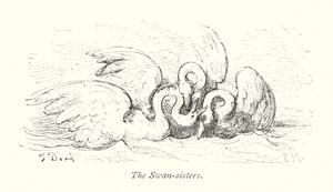 Svanesøstrene (kobberstik) af Gustave Dore