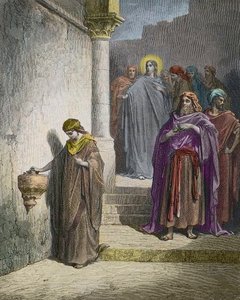 Enkens mide (Enkens offer) - gravering af Gustave Dore - senere farvelægning af Gustave Dore