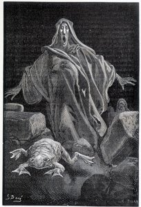 Alarmen råbte - illustration af frygt af Gustave Doré, gravering af Gustave Dore