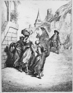 Mølleren, hans søn og æslet - fra "Fables" af Jean de La Fontaine af Gustave Dore