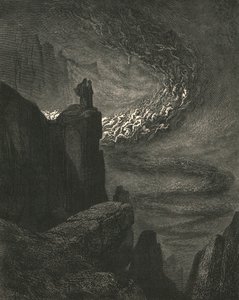 Helvedes stormende brag med rastløst raseri driver ånderne videre, c1890. af Gustave Dore