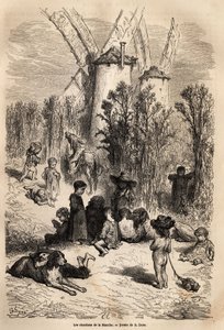 Tidslerne ved Kanalen, ved foden af de møller, der er kære for Don Quixote, med en repræsentation af en gær, en hunderace, der er meget hyppig i regionen (figuren af galgo-korredoren, der altid sulter i Don Quixote) og en flok tiggere børn, sandt s af Gustave Dore