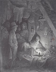 Victoriansk opiumsrygehule i London af Gustave Dore