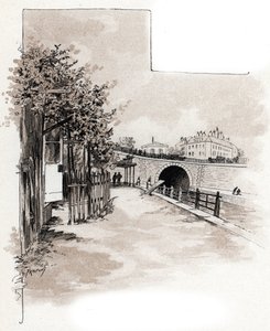 Toldkontoret på quai de Valmy, Canal Saint-Martin, paris Tegning af Gustave Fraipont (1849-1923) tager fra "La seine a travers Paris" af Saint-Juirs af Gustave Fraipont