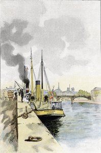 Engelske både nær broen til Saints-Peres eller Carrousel, Paris Tegning af Gustave Fraipont (1849-1923) fra Saint-Juirs af Gustave Fraipont