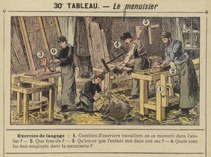 Tømreren (farve litho) af Gustave Fraipont