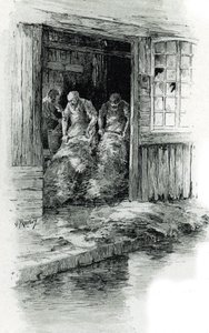 Megissiers de la rue des gobelins i Paris (garvere, der arbejder med læder og dyreskind i rue des Gobelins, Paris) Tegning af Gustave Frainpont (1849-1923) tager fra "La seine a travers Paris" af Saint-Juirs af Gustave Fraipont