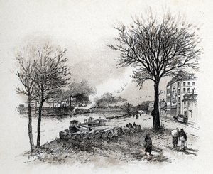Udsigt over Ivry sur Seine (Ivry-sur-Seine) Tegning af Gustave Fraipont (1849-1923) fra Saint-Juirs af Gustave Fraipont