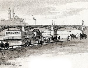 Udsigt over Grenellebroen i Paris Tegning af Gustave Fraipont (1849-1923) fra Saint-Juirs af Gustave Fraipont