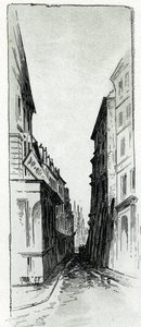 Udsigt over Hotel Colbert-gaden nær Maubert-pladsen i Paris Tegning af Gustave Fraipont (1849-1923) fra Saint-Jurs af Gustave Fraipont