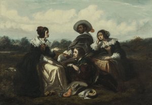 Historien. Personer i Louis XIII-dragt, ca. 1830 (olie) af Gustave François Morin