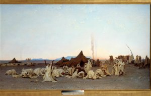 Aftenbøn i Sahara-ørkenen detalje. Maleri af Gustave Achille Guillaumet (1840-1887) 1863 søn. 1,3x2,8 m. Paris, musee d