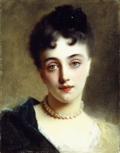 En elegant dame med perler, af Gustave Jacquet