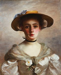 Portræt af en ung pige i en stråhat, af Gustave Jacquet