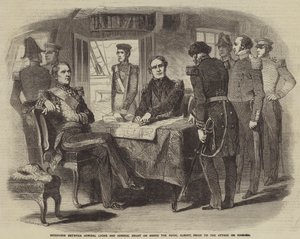Interview mellem admiral Lyons og admiral Bruat om bord på Royal Albert før angrebet på Kinburn af Gustave Janet