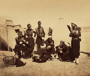 Camp de Châlons: Zouaves de la Garde i bivuak af Gustave Le Gray
