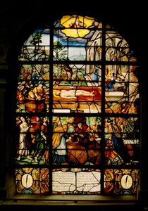 Saint-Etienne du Mont kirke, vinduesglas forestillende den døde Kristus (farvet glas)