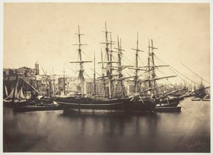 Skibe i havnen i Sète, 1857. af Gustave Le Gray