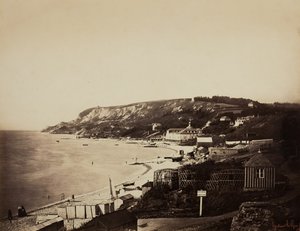 Stranden ved Sainte-Adresse, med Dumont-badene, 185657. af Gustave Le Gray