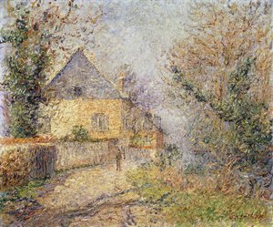 Huse på bredden af ​​L "Eure, Louviers; Maisons au Bord de L" Eure, Louviers, 1902 af Gustave Loiseau