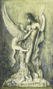 Ødipus og Sfinxen; Oedipe et le Sphinx, af Gustave Moreau