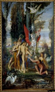 Den græske digter Hesiode (8. århundrede f.Kr.) og muserne maleri af Gustave Moreau (1826-1898) 19. århundrede, 263 x 155 cm Paris, Musee Gustave Moreau af Gustave Moreau