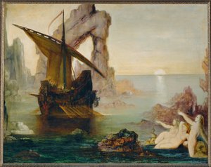 Odysseus og sirenerne (maleri på lærred) af Gustave Moreau