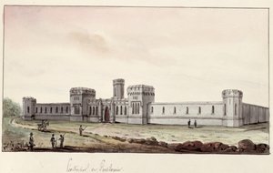 Penitentiary i Pennsylvania, 1831 (pen og blæk og wc på papir) af Gustave de Beaumont
