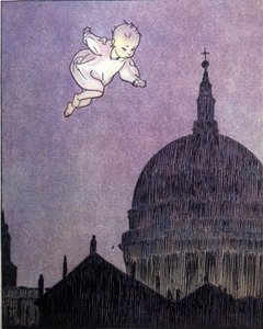 Illustration til "La storia di Peter Pan"", fabel af James Matthew Barrie (JM eller J. M. Barrie) af Gustavo Gustavino Rosso