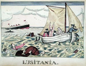 Lusitanias forlis, 7. maj 1915 (farve litho)