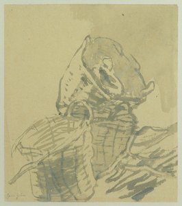 Fishermens Baskets (grå vask på papir) af Gwen John