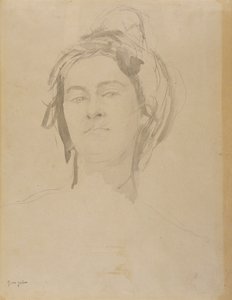 Hoved af en ung kvinde (blyant og vask på papir) af Gwen John