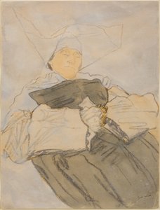 Sovende nonne, ca. 1916-18 (kul, akvarel og gouache) af Gwen John
