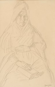 Studie for Mere Poussepin siddende ved et bord, ca. 1915 af Gwen John