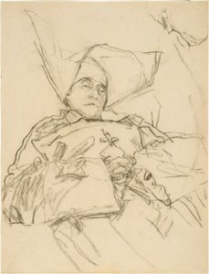 Den døende nonne (conte crayon på papir) af Gwen John