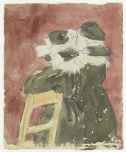 To piger står i en kirke (blyant med akvarel på papir) af Gwen John