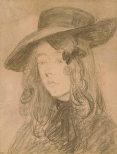 Winifred John i en stor hat (kul på papir) af Gwen John