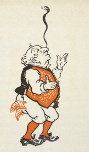 Illustration af en smart klædt mand, der balancerer en slange på sin næse.