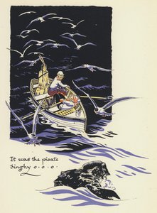 Peter Pan og Wendy: Det var piratjollen (farve litho)