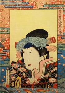 Kabuki-skuespiller Onoe Kikugorô III som Shizuka Gozen, 1830. af Gyokuryutei Shigeharu