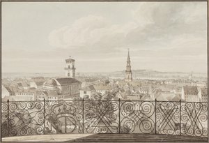 Udsigt fra Rundetårn over København til Frederiksberg Slot af H.G.F. Holm