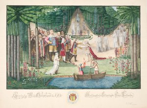 Christian VII.s modtagelse i Elysium af sine forfædre af H.G. Beenfeldt