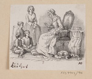 Illustration til "Bedstemoder" i H.C. Andersen, "Eventyr og Historier", Bind 2 af H.P. Hansen