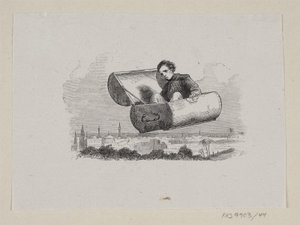 Illustration til "Den flyvende Kuffert" i H.C. Andersen, "Eventyr og Historier", Bind 1 af H.P. Hansen