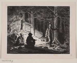 Illustration til "En Sommernat paa Krogskoven" af H.P. Hansen