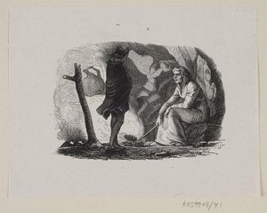Illustration til "Paradisets Have" i H.C. Andersen, "Eventyr og Historier", Bind 1 af H.P. Hansen